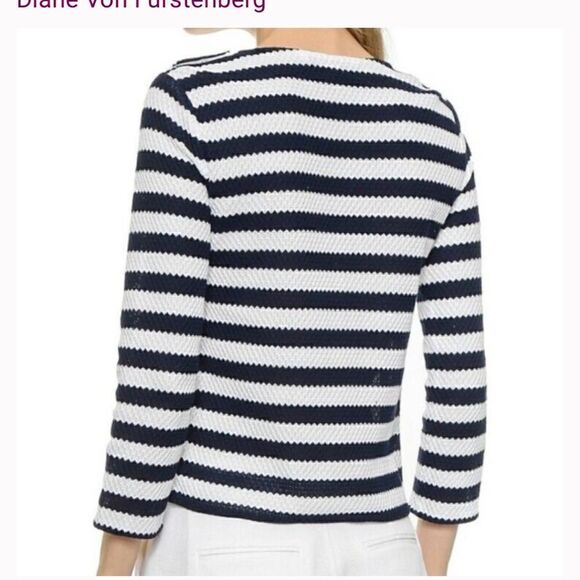 NWOT Diane Von Furstenberg Giselle Striped Top 8 - Picture 2 of 6